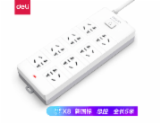 得力（deli）插座 插排/插线板/接线板/排插/拖线板 新国标 8位组合孔5米 总控开关 18263